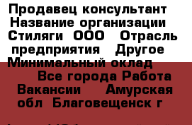 Продавец-консультант › Название организации ­ Стиляги, ООО › Отрасль предприятия ­ Другое › Минимальный оклад ­ 15 000 - Все города Работа » Вакансии   . Амурская обл.,Благовещенск г.